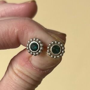 Brighton Silver and Green Stud Earrings